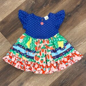 Wildflowers Blue Summer Dress Strawberries Floral Spring Outfit 13m